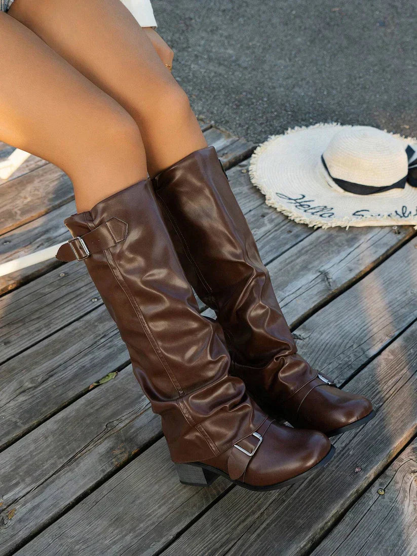 Damenstiefel | Kniehohe Ausführung mit Schnallen