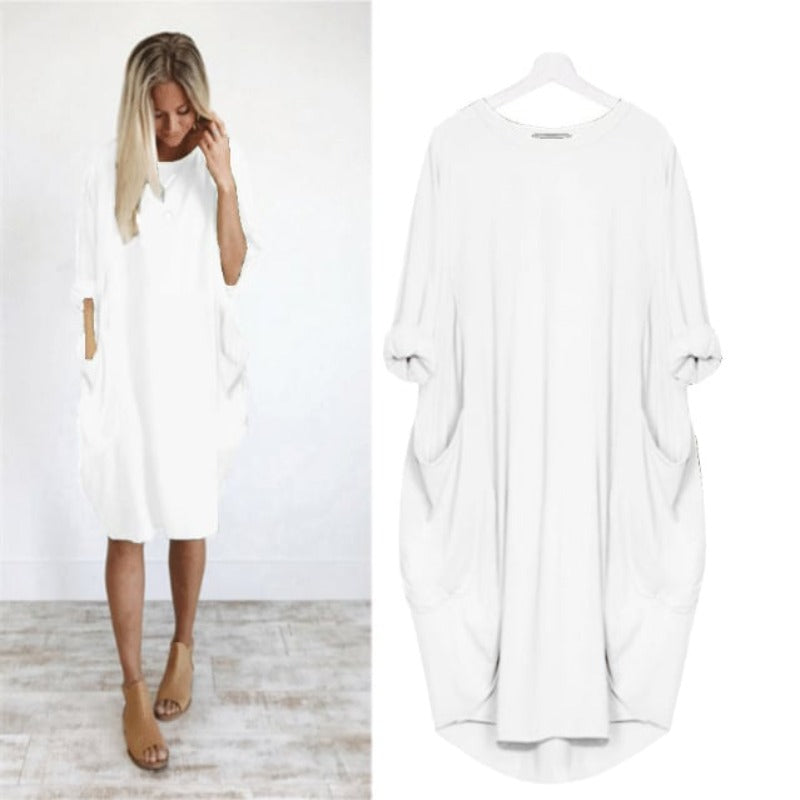 Women Summer Dress | Relaxed Fit Round Neck Midi Length Silhouette