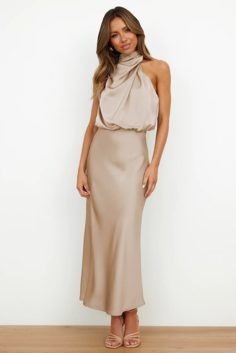 Damen Kleid | midi-Länge mit asymmetrischer Halslinie