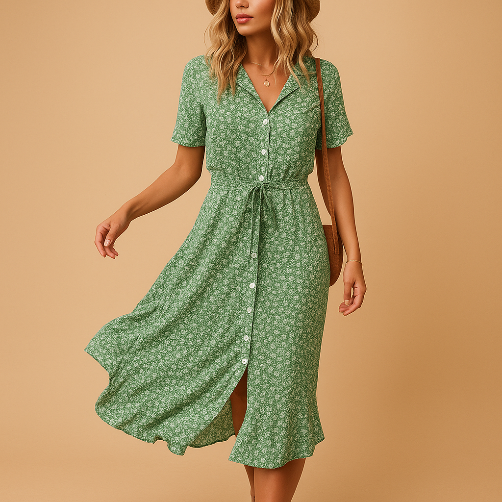 Women Midi Dress | Short Sleeve Floral Print Design