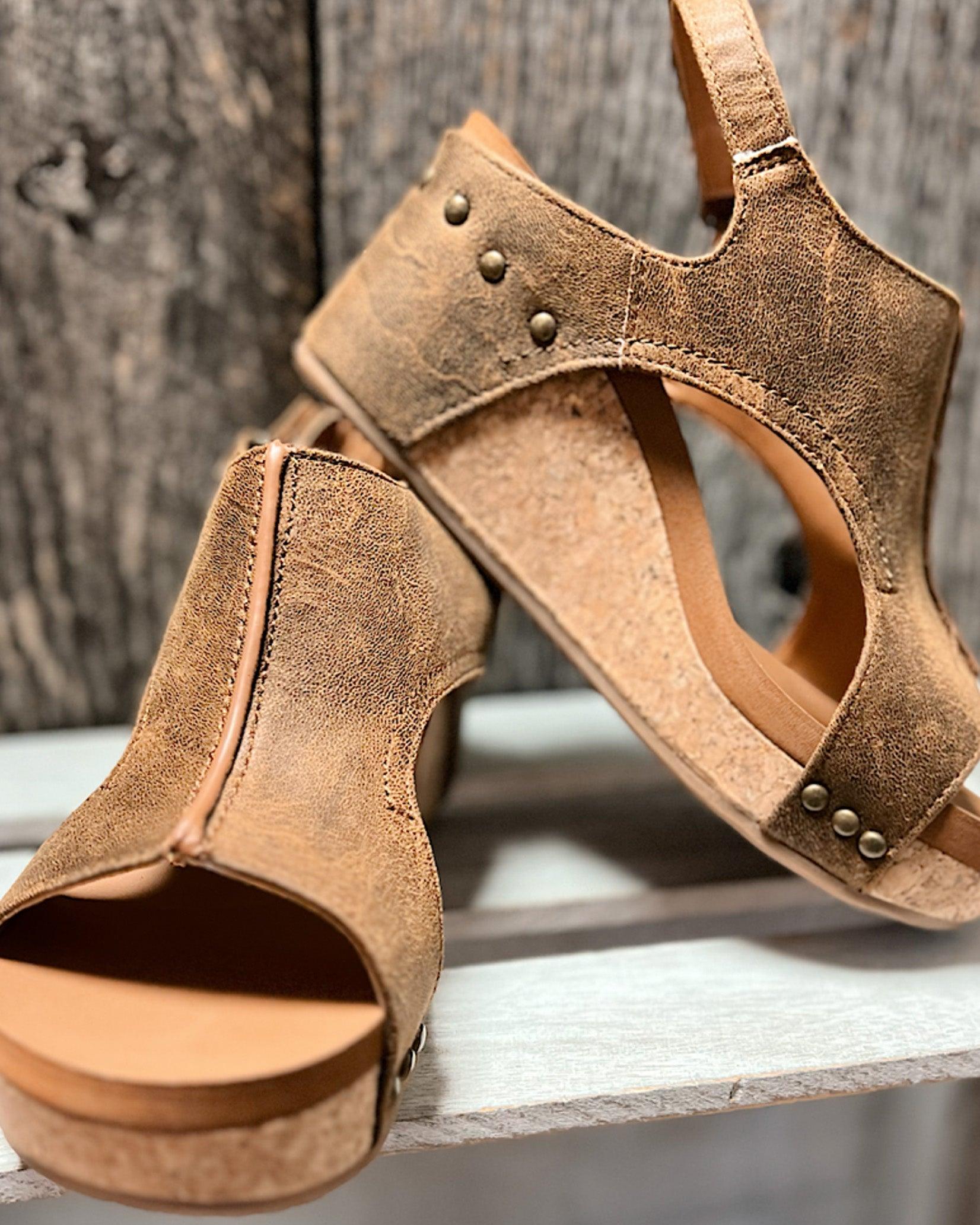 Damen Sandalen | Keilabsatz mit Plateau und Fersenriemen