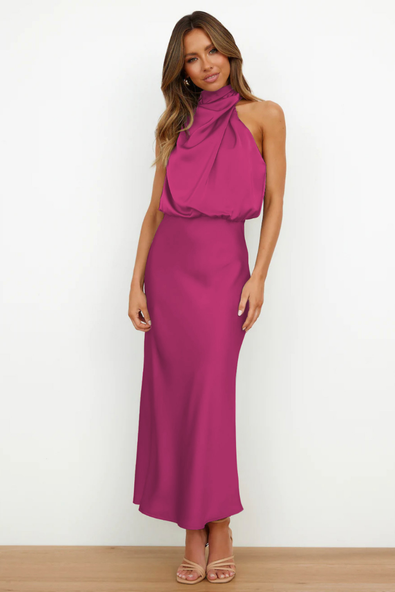 Damen Kleid | midi-Länge mit asymmetrischer Halslinie