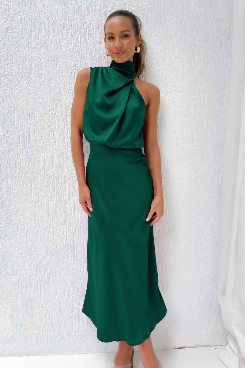 Damen Kleid | midi-Länge mit asymmetrischer Halslinie