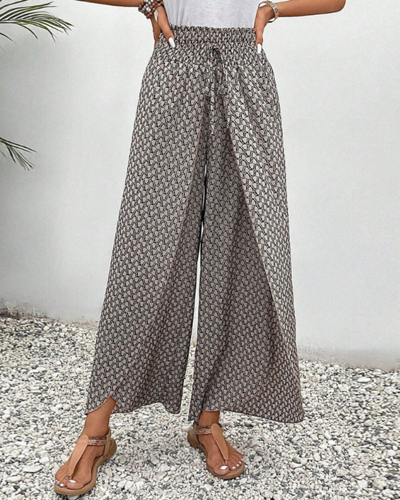 Damen Hose Sommer | hohe Taille und geometrisches Muster