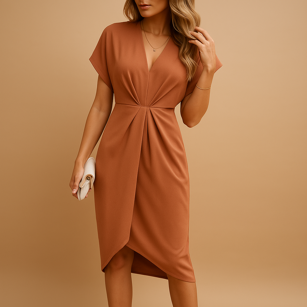 Kleid Damen | Wickelform mit Beinschlitz und Midilänge