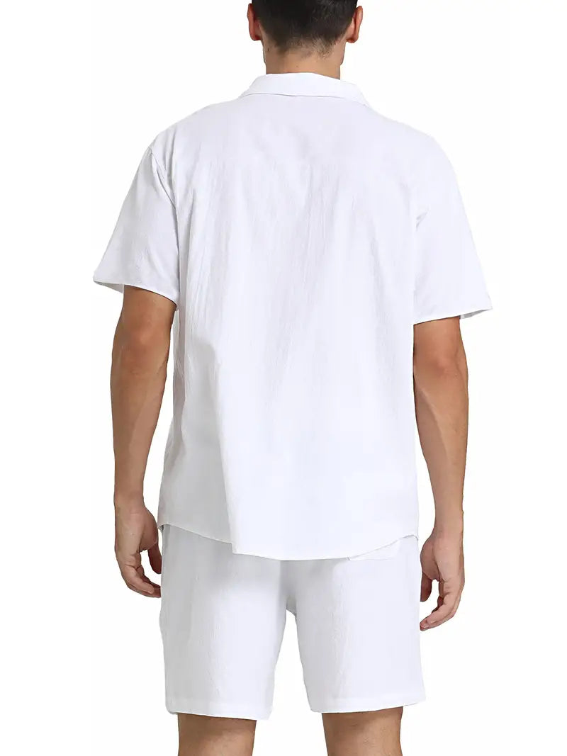 Herren Set | Kurzarm-Hemd mit Knopfleiste und Shorts