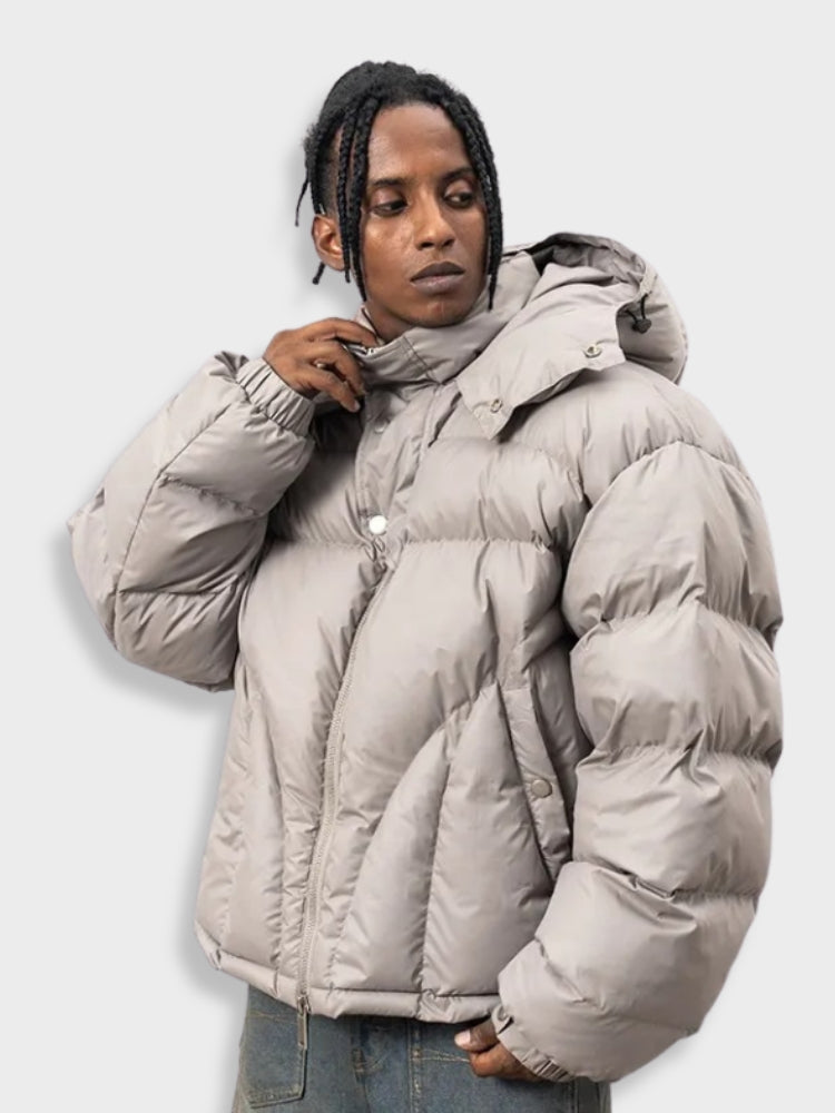 Herren-Parka mit Pufferstruktur | kapuzenkonstruktion