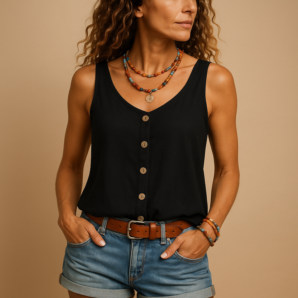 Women Top | Sleeveless V-Neck Loose Fit