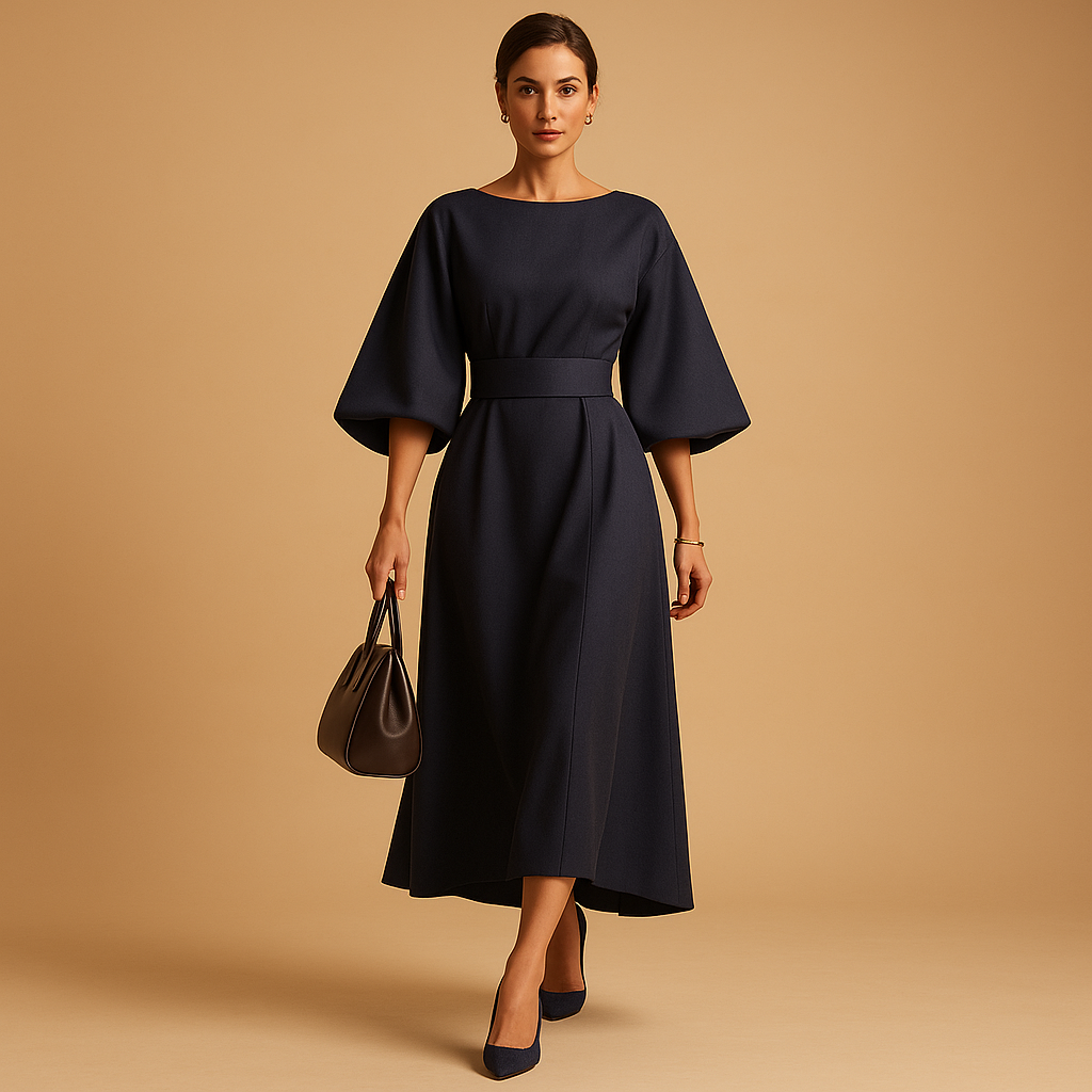 Women Midi Dress | Fitted A-Line Design With A Waist Tie Belt