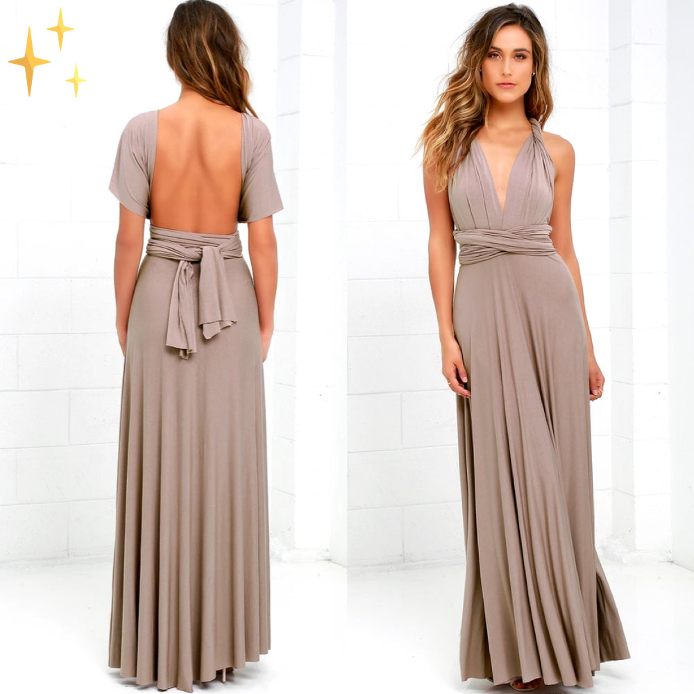 Damen Maxikleid | Wickeloptik mit offenem Rücken
