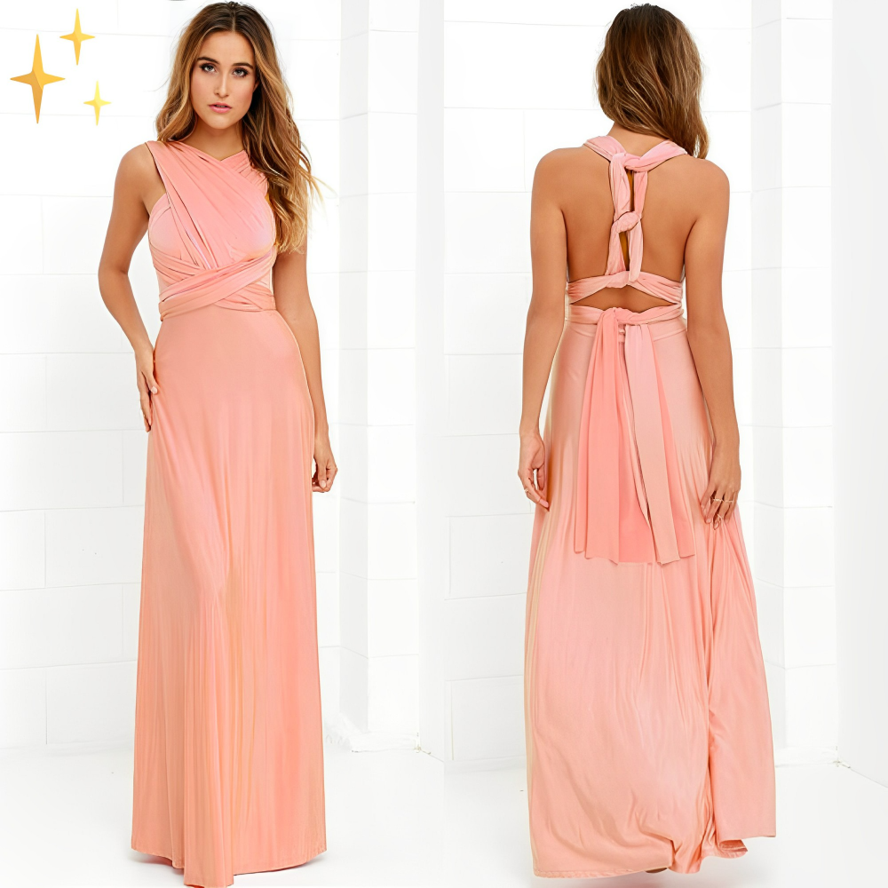 Damen Maxikleid | Wickeloptik mit offenem Rücken