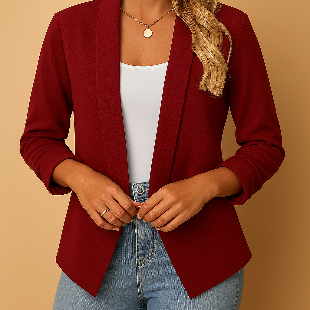 Damen Blazer | Offene Front klare Linienführung strukturierte Form