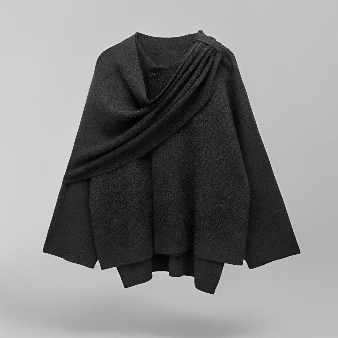 Damen Cape Winterjacke | Knopfverschluss und weiter Schnitt