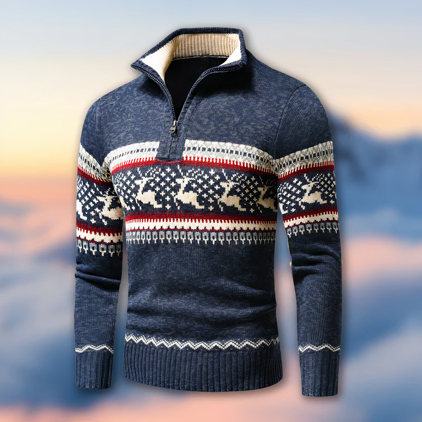 Gestrickter Weihnachtspullover | Winterausführung