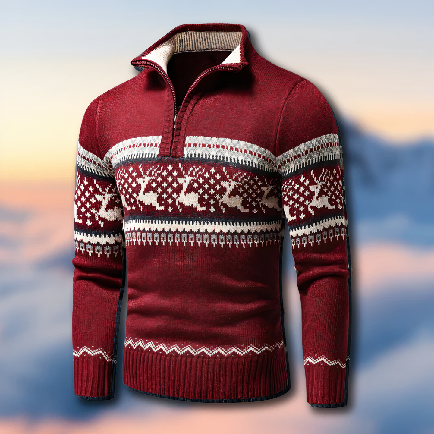 Gestrickter Weihnachtspullover | Winterausführung