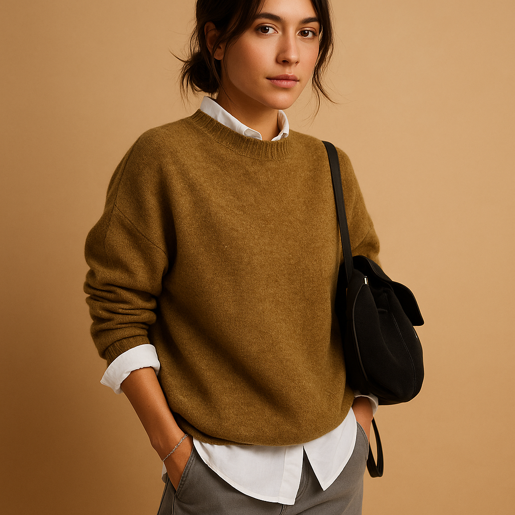 Damen Pullover | klassische Form mit Rippabschluss und langer Ärmel